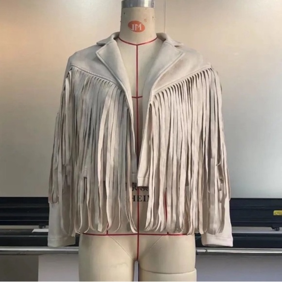 tassel boho fringe women festival faux suede jacket blazer - Picture 5 of 6